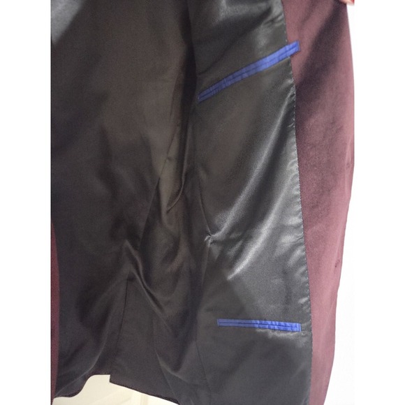 Kenneth Cole Reaction Velvet Sport Coat Blazer Burgundy Maroon, 40L - Picture 5 of 6